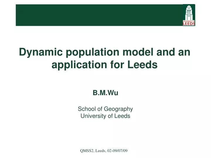 dynamic population model and an application for leeds n.