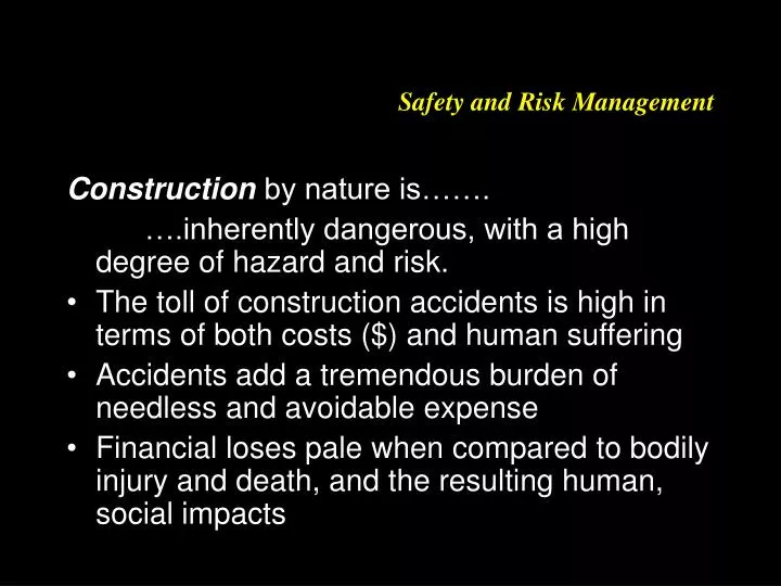 safety and risk management n.