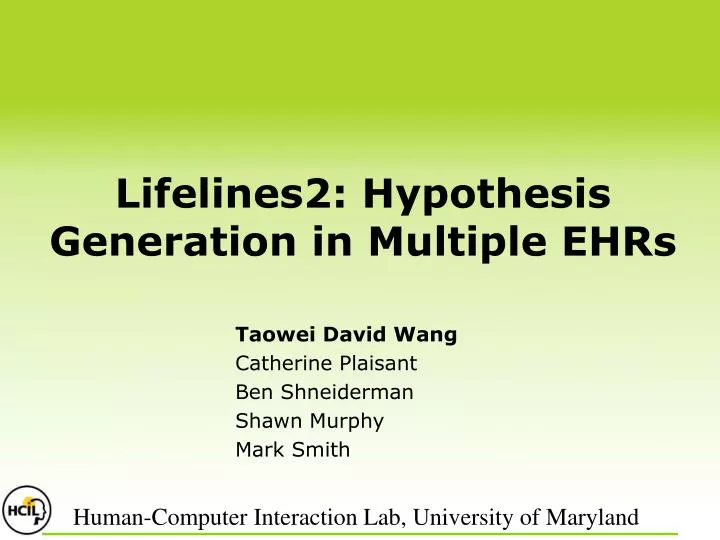 lifelines2 hypothesis generation in multiple ehrs n.