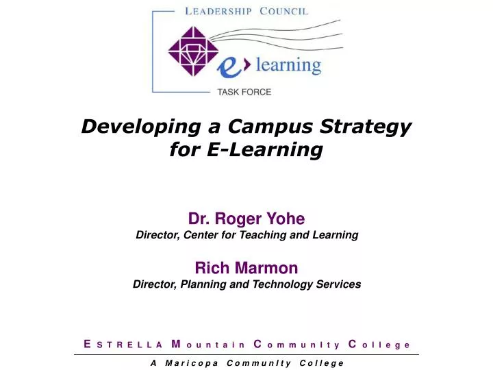 developing a campus strategy for e learning n.