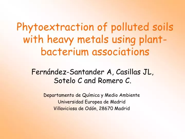 phytoextraction of polluted soils with heavy metals using plant bacterium associations n.