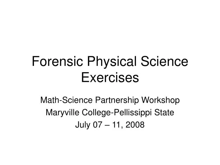 forensic physical science exercises n.