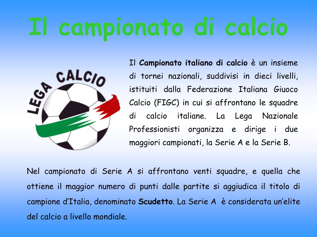 PPT - Il calcio in Italia PowerPoint Presentation - ID:705708