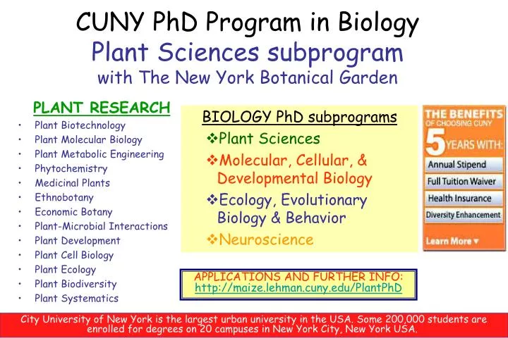 cuny phd program in biology plant sciences subprogram with the new york botanical garden n.