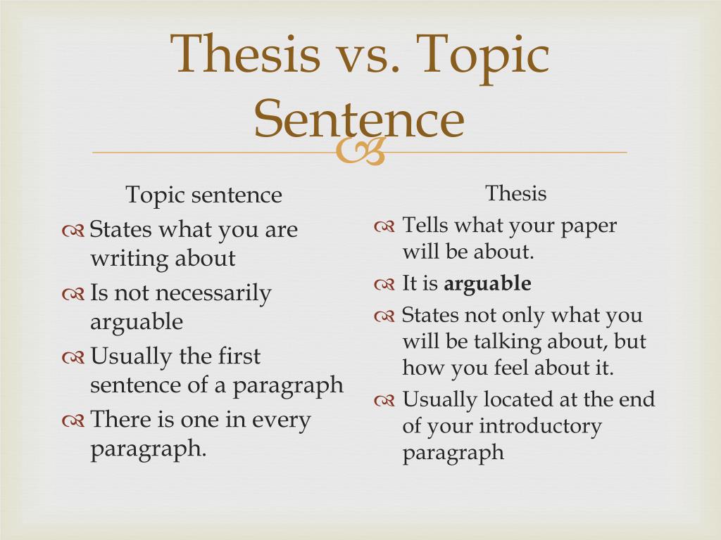thesis statement and topic sentences differences