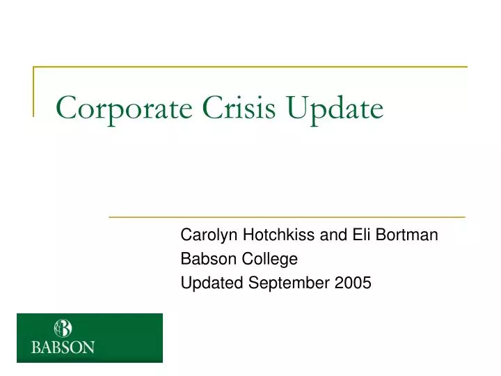corporate crisis update n.