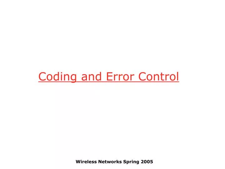 coding and error control n.