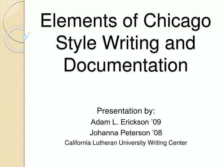 elements of chicago style writing and documentation n.