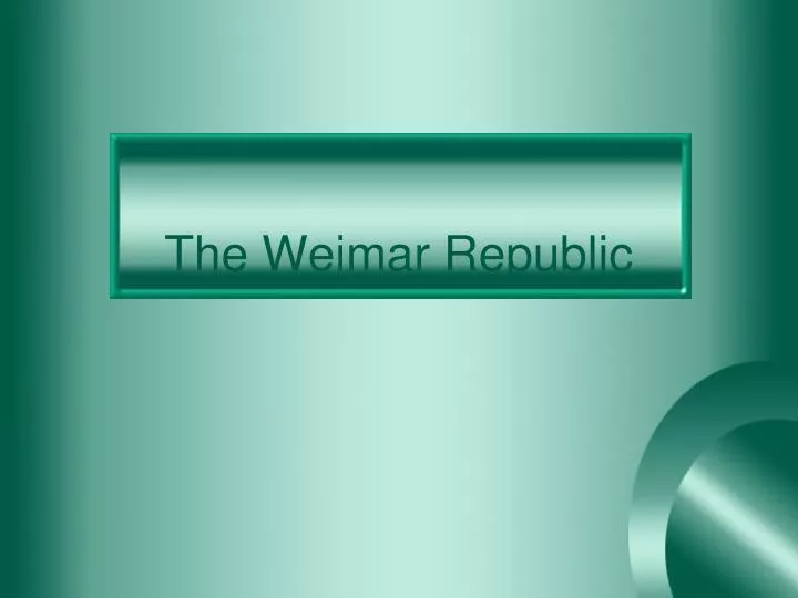 the weimar republic n.