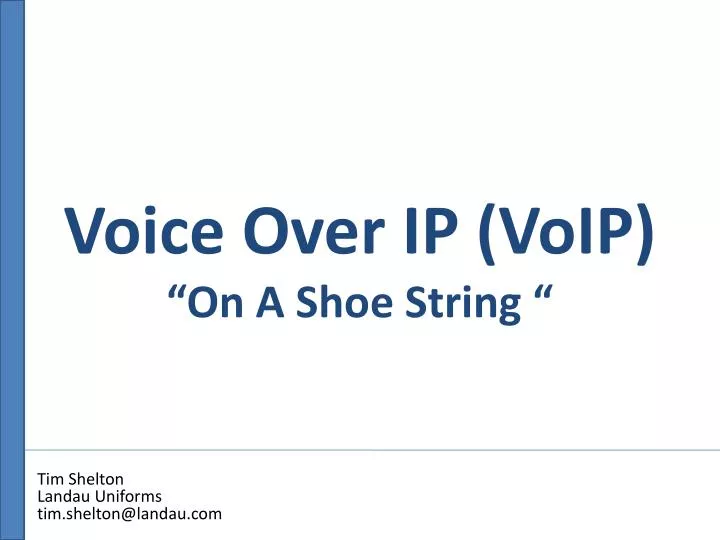 voice over ip voip on a shoe string n.
