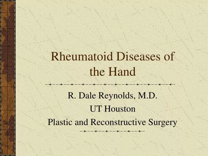 rheumatoid diseases of the hand n.