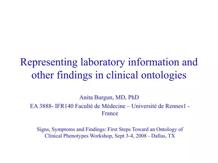 representing laboratory information and other findings in clinical ontologies n.