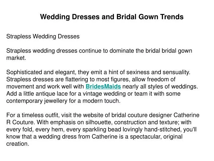 PPT - Wedding Dresses and Bridal Gown Trends PowerPoint Presentation ...