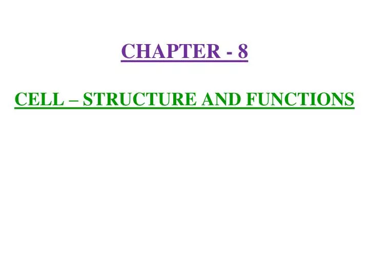chapter 8 cell structure and functions n.