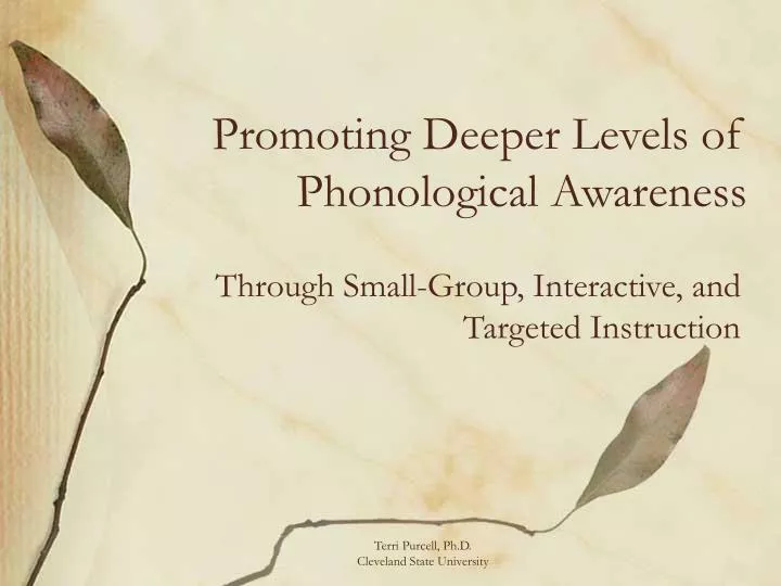 promoting deeper levels of phonological awareness n.