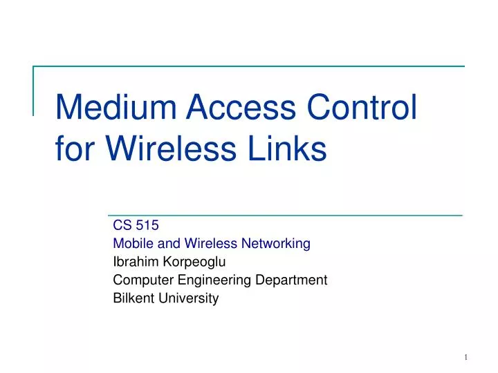 medium access control for wireless links n.