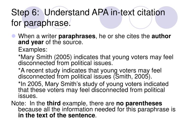 apa format paraphrasing example