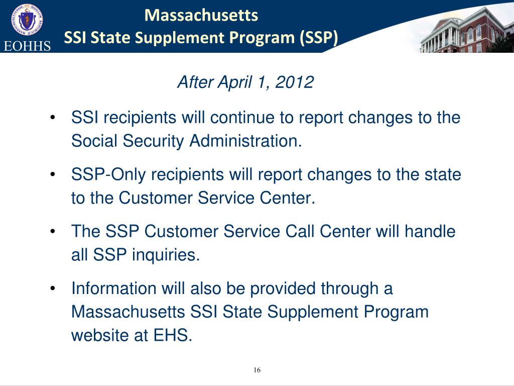 PPT Massachusetts SSI State Supplement Program (SSP) PowerPoint
