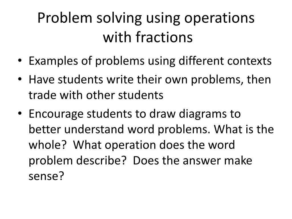 operations with fractions problem solving