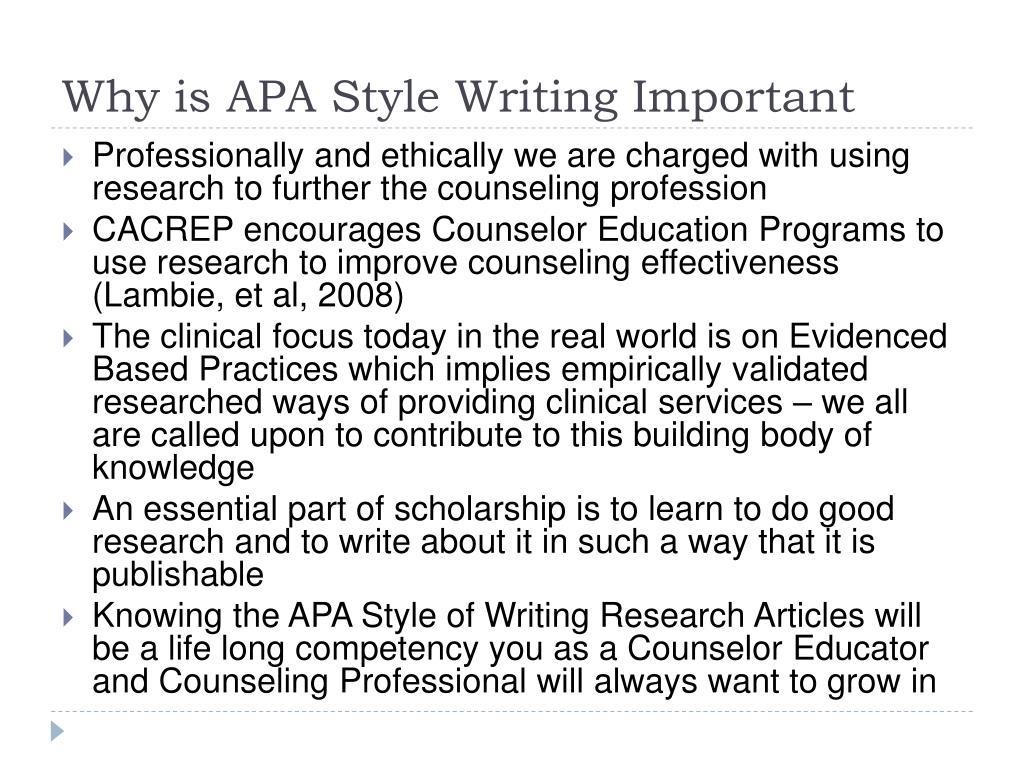 why apa format is important in research