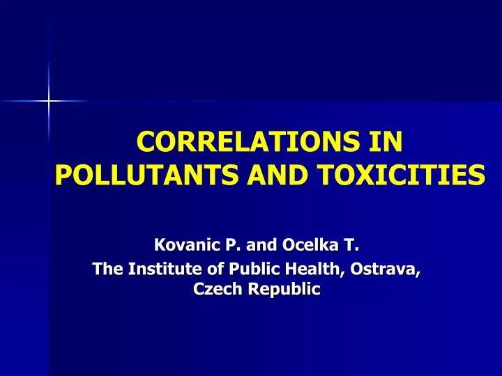 correlations in pollutants and toxicities n.