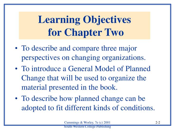 objectives of planned change