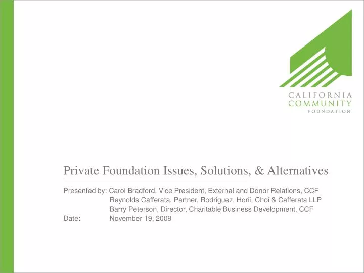 private foundation issues solutions alternatives n.