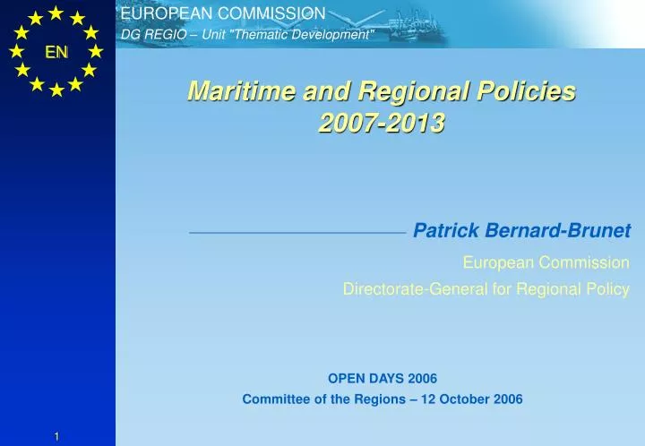 maritime and regional policies 2007 2013 n.
