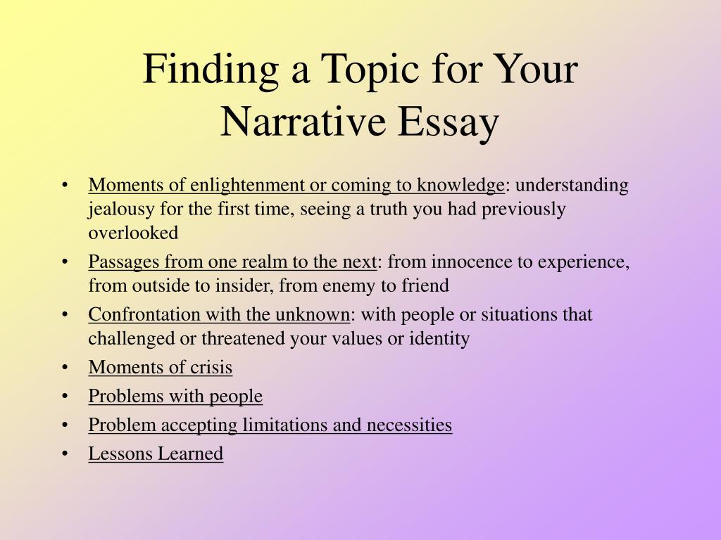 narrative essay on the topic