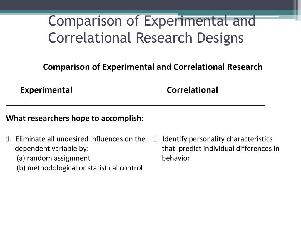 difference between experimental research and correlational study