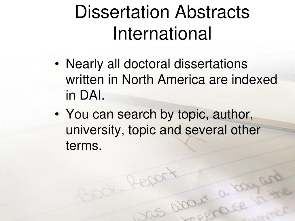 Dissertation abstracts international published