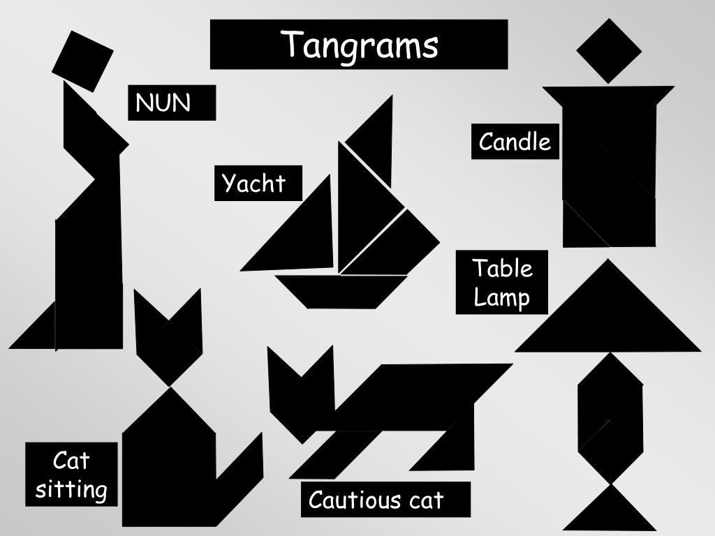 Tangram Sitting Cat Shape and Solution