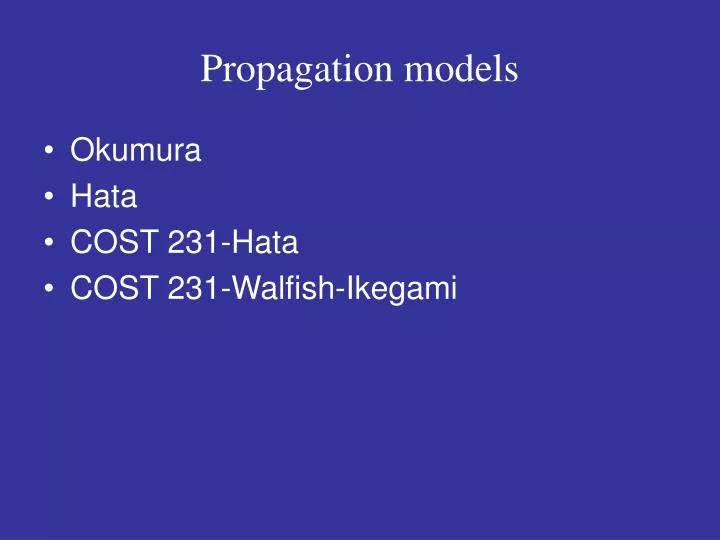 propagation models n.