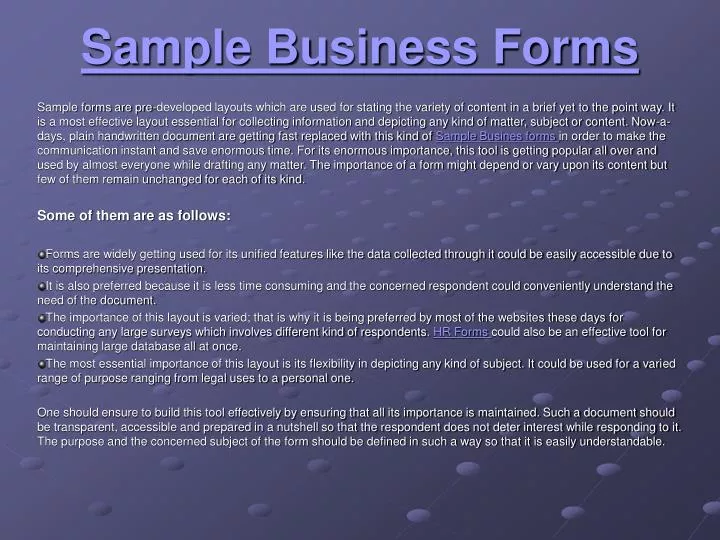 sample business forms n.