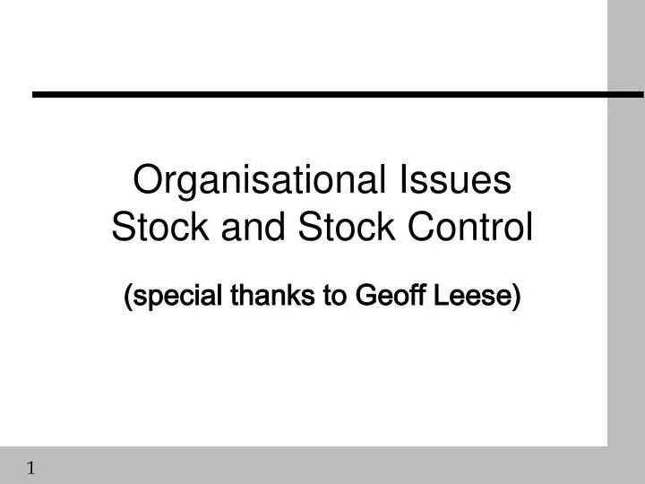 organisational issues stock and stock control n.