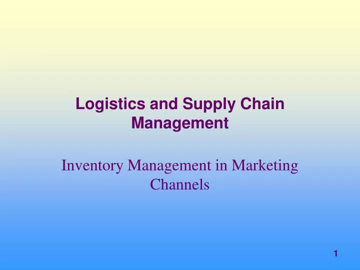 logistics and supply chain management n.