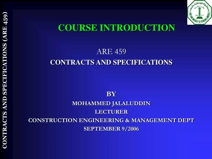 course introduction n.
