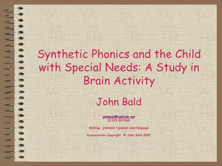 synthetic phonics and the child with special needs a study in brain activity n.