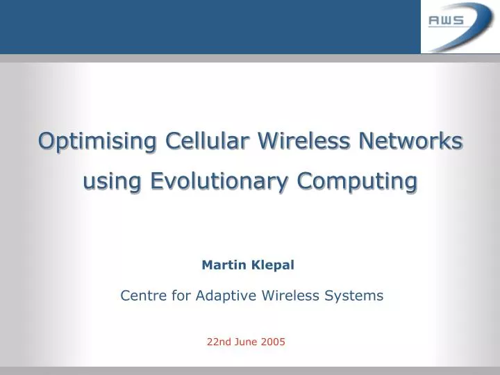 optimising cellular wireless networks using evolutionary computing n.