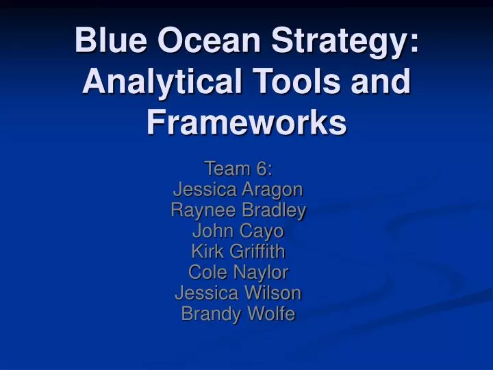 blue ocean strategy analytical tools and frameworks n.