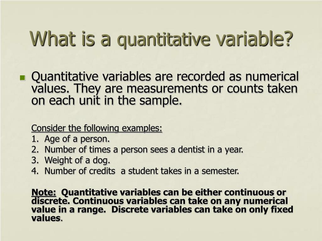 quantitative research variables examples