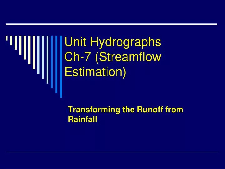 unit hydrographs ch 7 streamflow estimation n.