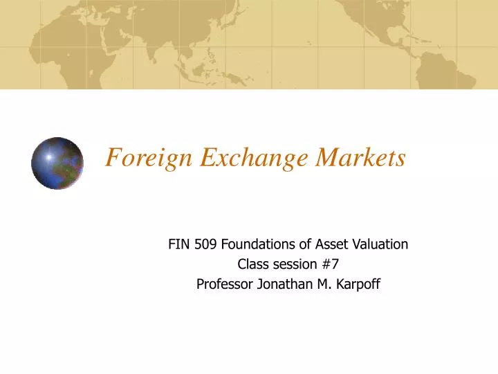 foreign exchange markets n.