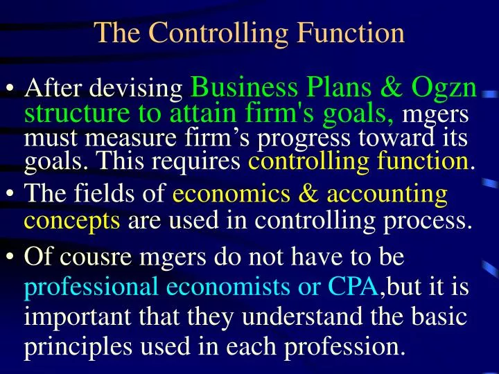 case study on controlling function