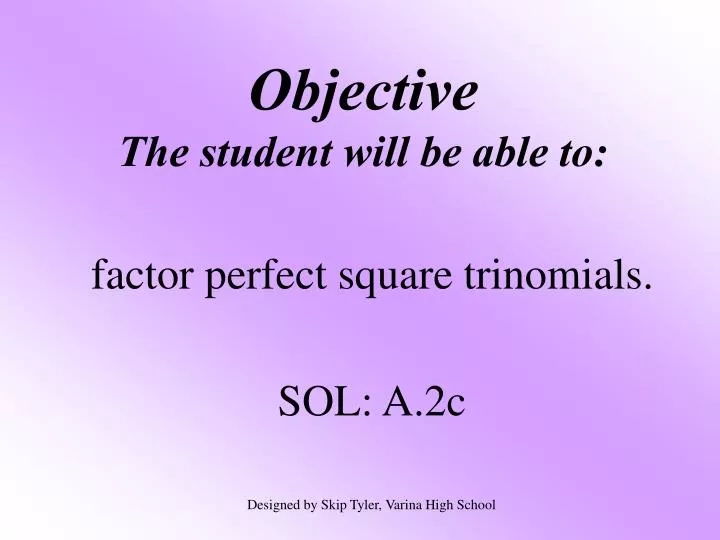 objective the student will be able to n.
