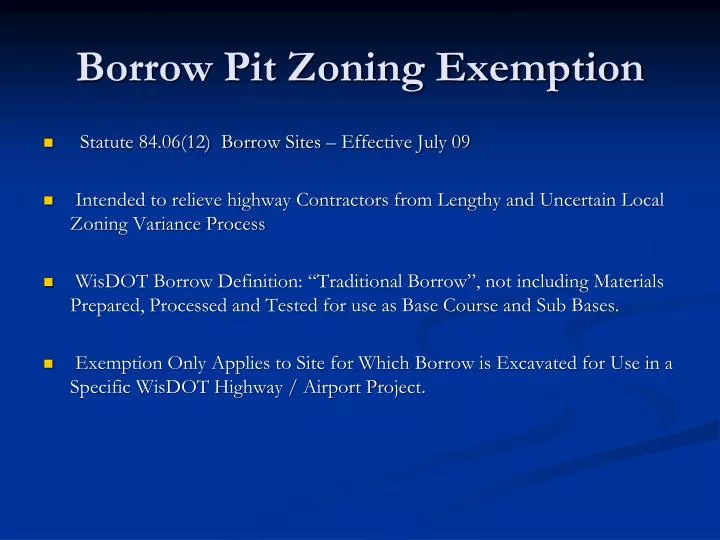 PPT Borrow Pit Zoning Exemption PowerPoint Presentation, free