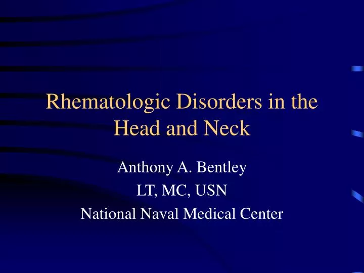 rhematologic disorders in the head and neck n.