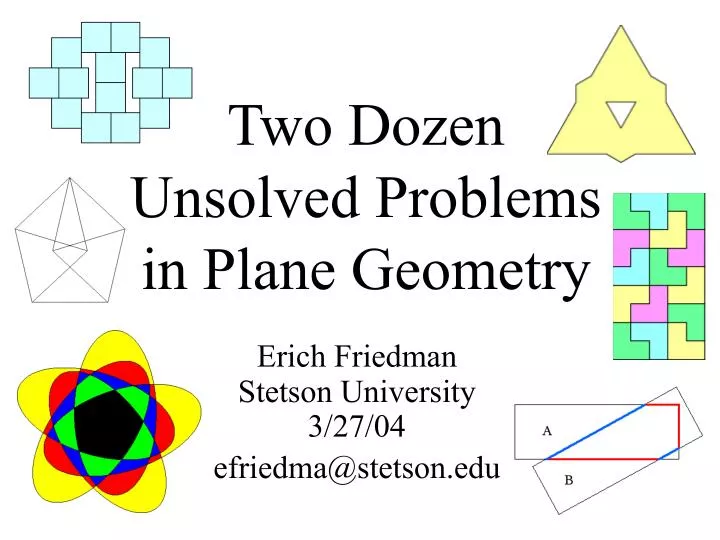 two dozen unsolved problems in plane geometry n.
