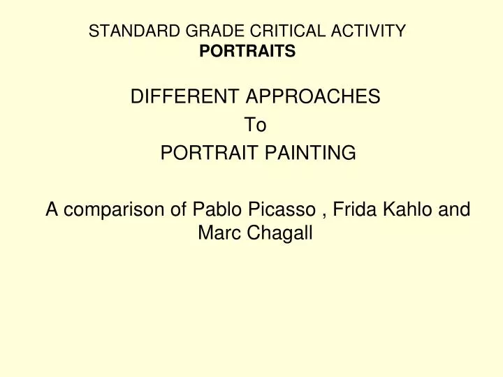 standard grade critical activity portraits n.