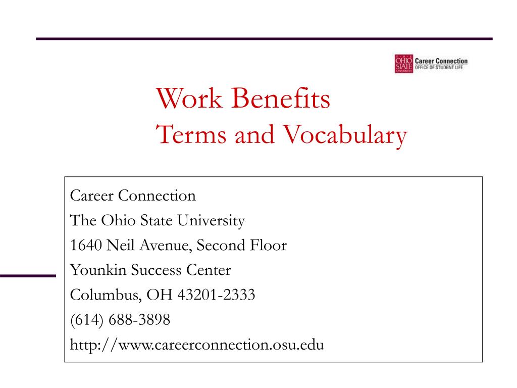 Ppt Work Benefits Terms And Vocabulary Powerpoint Presentation Free Download Id